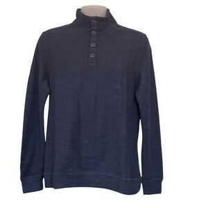 Flag & Anthem 1/4 Button Front Cotton Slub Pullover Stand Up Collar Men's Size S